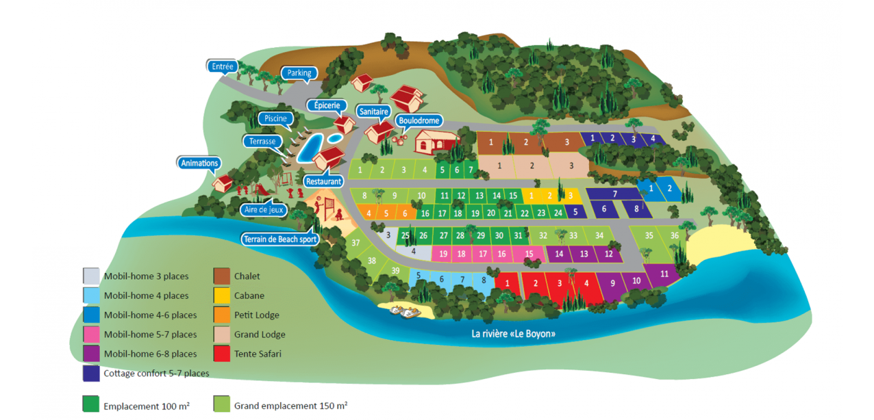 Plan Du Camping Aux Ollieres Sur Eyrieux En Ardeche